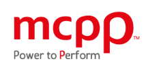 Logo of mcpp with the tagline Power to Perform in red and black text on a white background.