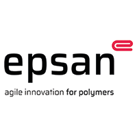 Epsan logo with tagline agile innovation for polymers on a Plastoplan Plastics UK distribution webpage.