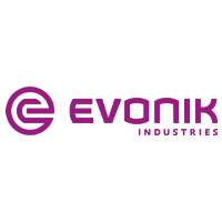 Logo of Evonik Industries in purple text with a circular icon on the left.