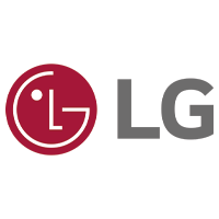 LG logo featuring a red circle and gray letters on a white background.