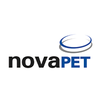NovaPET logo featuring black and blue text with a circular design above, related to Plastoplan Plastics UK.