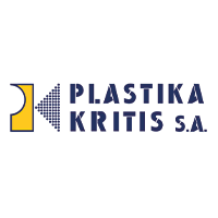 Logo of Plastika Kritis S.A., featuring geometric shapes and bold text, representing a plastic distribution company.