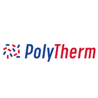 PolyTherm logo in blue and red on a white background, related to Plastoplan Plastics UK distribution services.