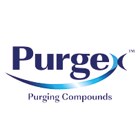Purging Compounds logo with blue and gray colors, representing cleaning products for the plastics industry.