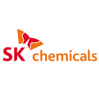 Logo of SK Chemicals with a red and orange butterfly symbol on a white background.