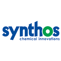 Logo of Synthos with the text chemical innovations in blue and green colors.